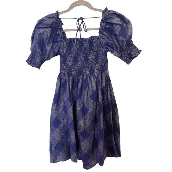 Hill House Athena Nap Dress Navy Glitter Check in Size XS - Picture 8 of 8